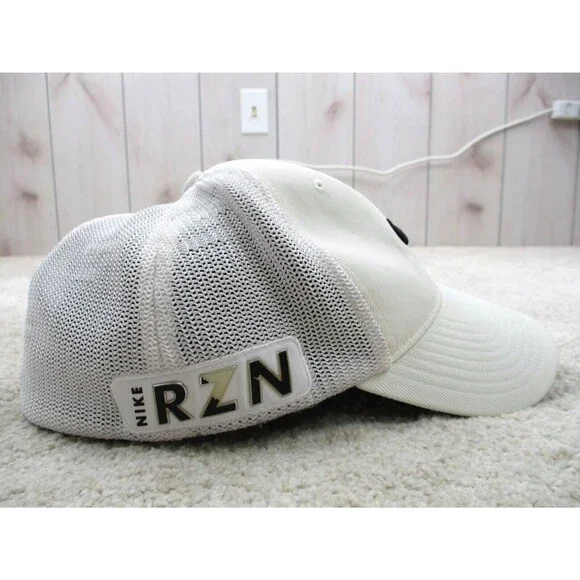Nike Hat Cap Fitted One Size White Black Swoosh Athletic RZN VRS Vapor Golf Men* - Picture 7 of 10
